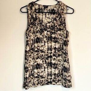 Ann Taylor Patterned Silk Sleeveless Ruffle Neck Top - Size: 4